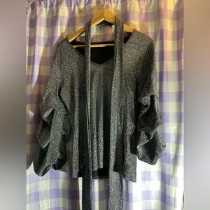 Elegant Black Silver Glitter Top